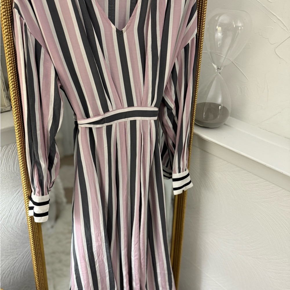 Current Air Pink and Black Striped Long Sleeve Dress